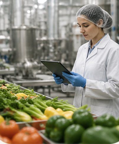 Inspección de vegetales con tablet